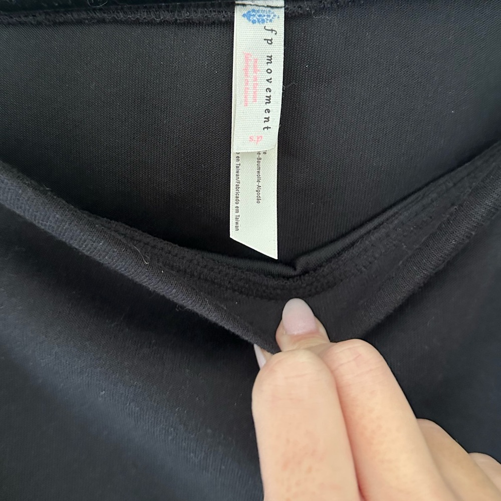 FREE PEOPLE MOVEMENT NWT~ black ruffle one shoulder athletic pullover sweatshirt - Picture 5 of 8